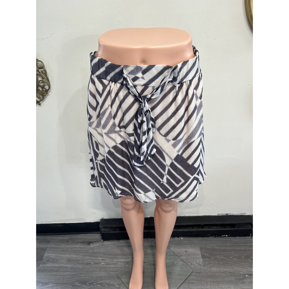 Theory Silk Graphic Print Tie-Waist Elastic Band Casual Skirt Size 00